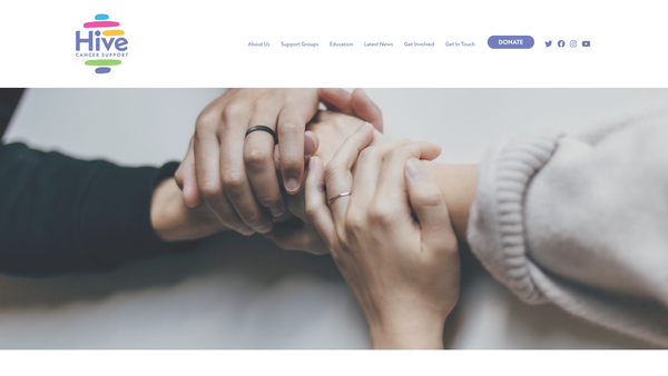Screenshot of the Hive Cancer Support website