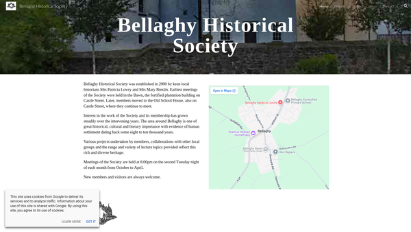 Screenshot of the Bellaghy Historical Society website