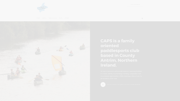 Screenshot of the County Antrim Paddle Sports Club website