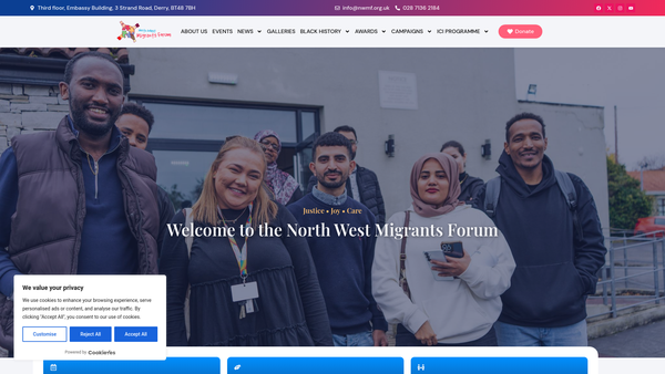 Screenshot of the North West Migrants Forum website
