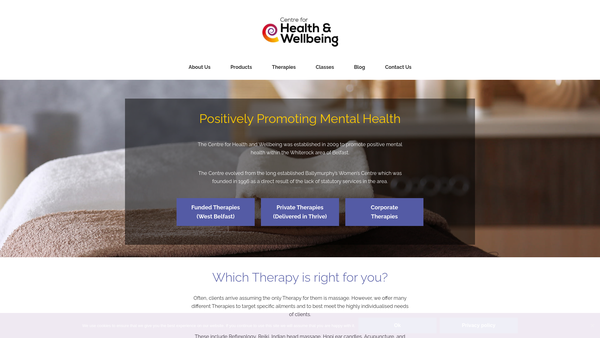Screenshot of the Centre For Health And Wellbeing website