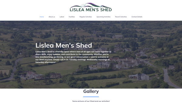 Screenshot of the Lislea Men's Shed website