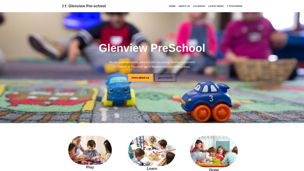 Screenshot of the Glenview Pre-School Centre Ltd. website