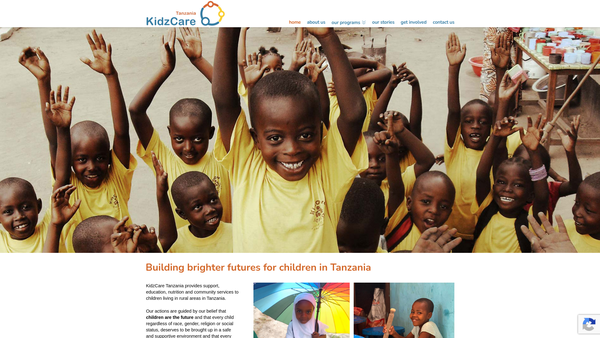 Screenshot of the Kutunza Watoto website