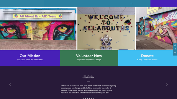 Screenshot of the All About Us - ASD Teens website