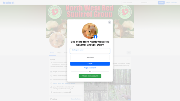 Screenshot of the North West Red Squirrel Group website