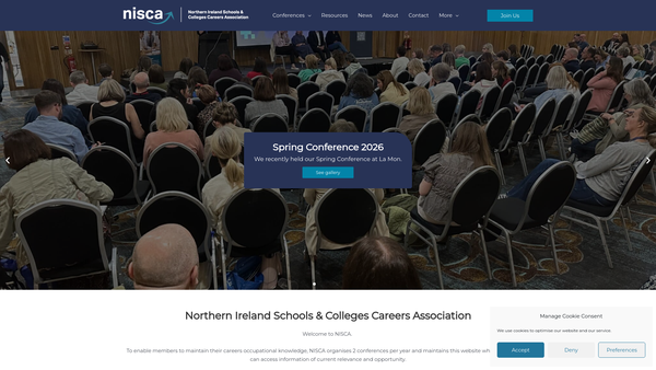 Screenshot of the Northern Ireland Schools and Colleges Careers Association website