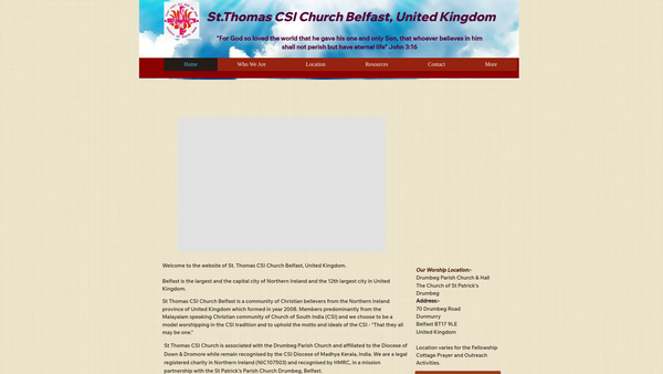 Screenshot of the Saint Thomas Church of South India Church Belfast website