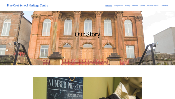 Screenshot of the Blue Coat School Heritage Centre website