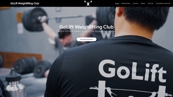 Screenshot of the Golift Weightlifting Club website