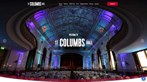 Screenshot of the St Columb's Hall Trust website