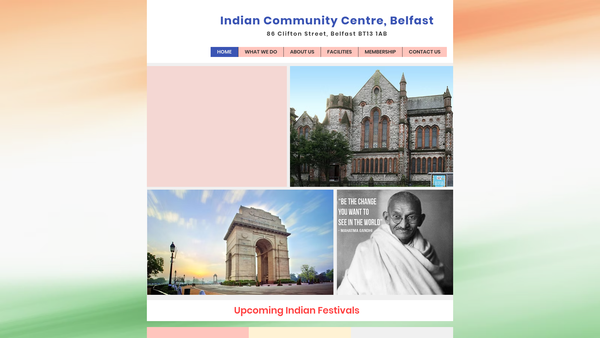 Screenshot of the Indian Community Centre ( Belfast) Limited website