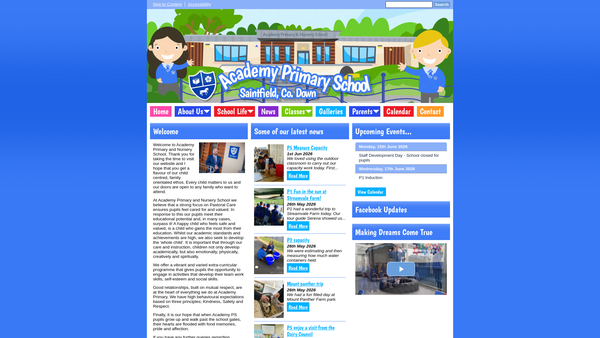 Screenshot of the Academy Primary and Nursery School Saintfield Parent Teacher Association website