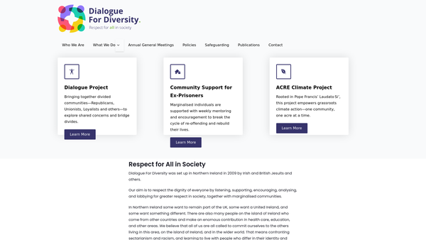 Screenshot of the Dialogue for Diversity website