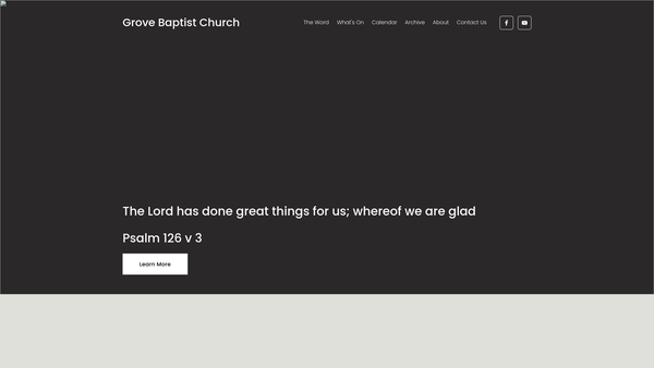 Screenshot of the Grove Baptist Church website