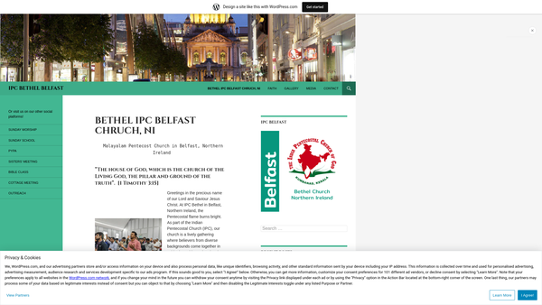 Screenshot of the Ipc Bethel Pentecostal Church Belfast website