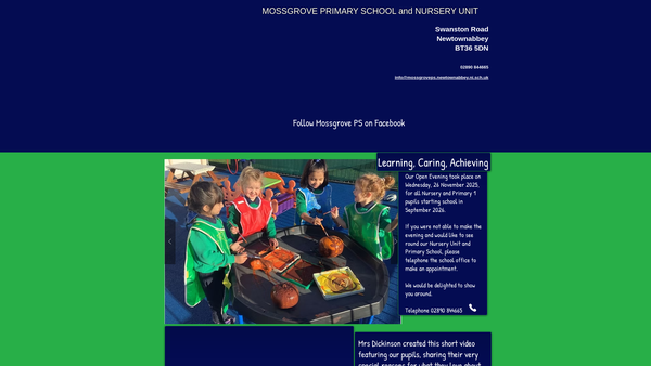 Screenshot of the Mossgrove Parent Teacher Association website