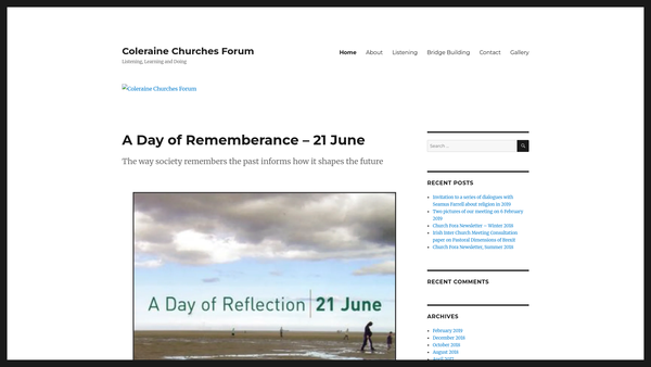 Screenshot of the Coleraine Area Churches Forum website