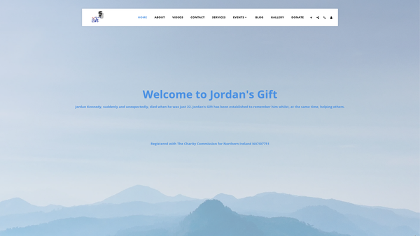 Screenshot of the Jordan's Gift website