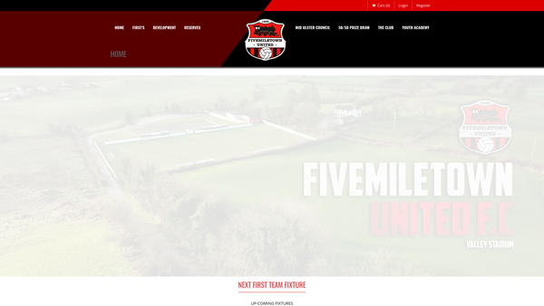Screenshot of the Fivemiletown United Football Club website