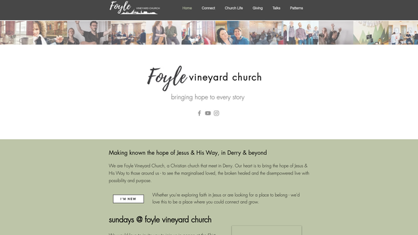 Screenshot of the Foyle Vineyard Church website