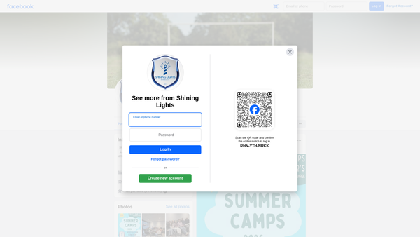 Screenshot of the Shining Lights website
