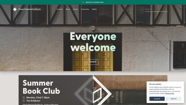 Screenshot of the Grace Community Church (Ireland) Limited website