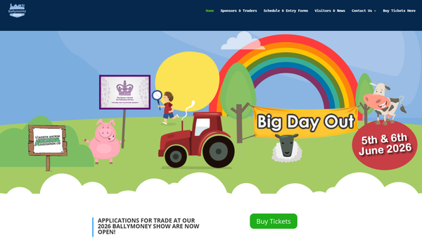 Screenshot of the North Antrim Agricultural Association Limited website