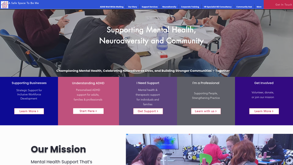 Screenshot of the A Safe Space to be Me Ltd website