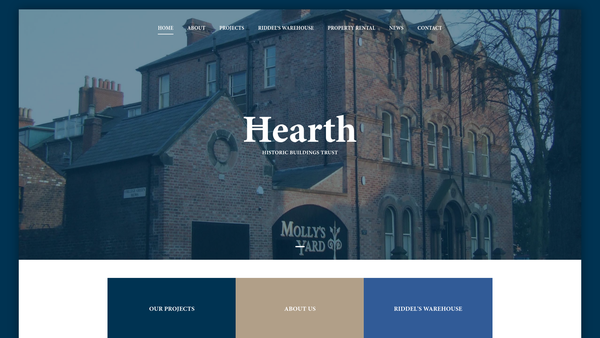 Screenshot of the Hearth Historic Buildings Trust website
