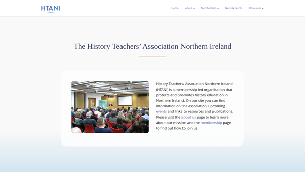 Screenshot of the History Teachers Association of Northern Ireland (HTANI) website