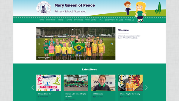 Screenshot of the Mary Queen of Peace PTA website