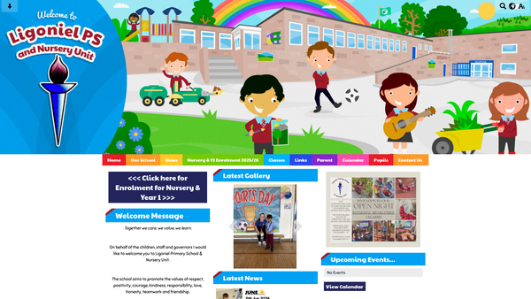 Screenshot of the Ligoniel Primary School PTA website