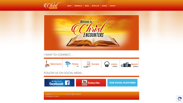 Screenshot of the Christ Encounters Tabernacle website