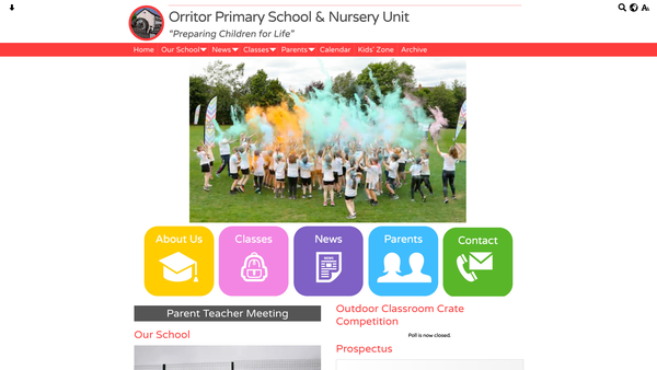 Screenshot of the Orritor Parents' Support Group website