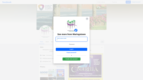 Screenshot of the Waringstown Community Development Association website