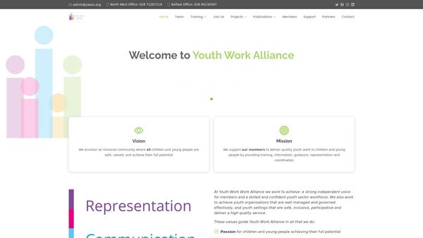 Screenshot of the Youth Work Alliance Ltd website