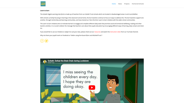 Screenshot of the The Goliath Trust website