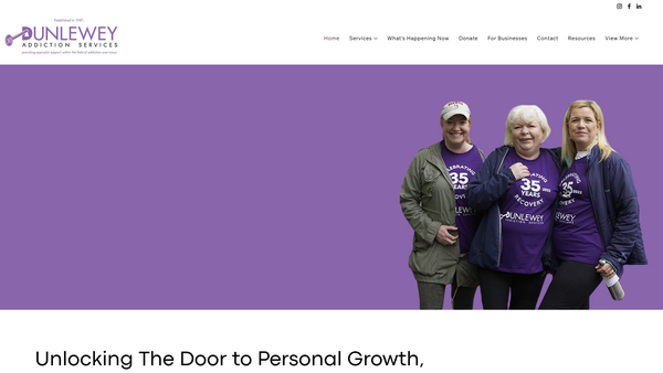 Screenshot of the Dunlewey Addiction Services Limited website