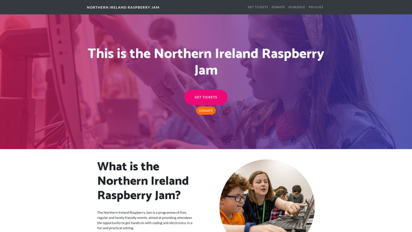 Screenshot of the Northern Ireland Raspberry Jam website