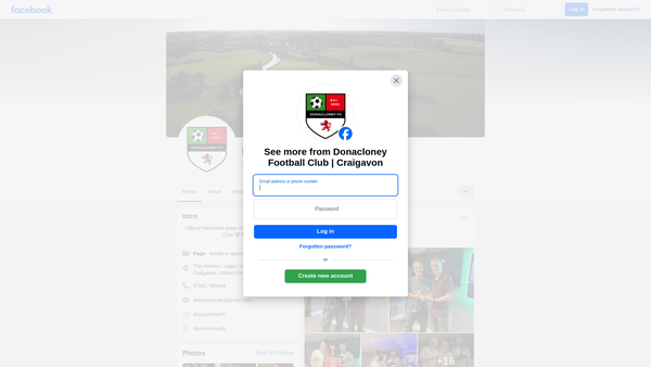 Screenshot of the Donacloney Football Club website