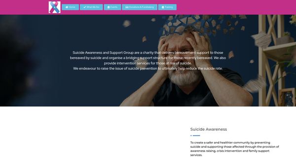 Screenshot of the Suicide Awareness and Support Group website