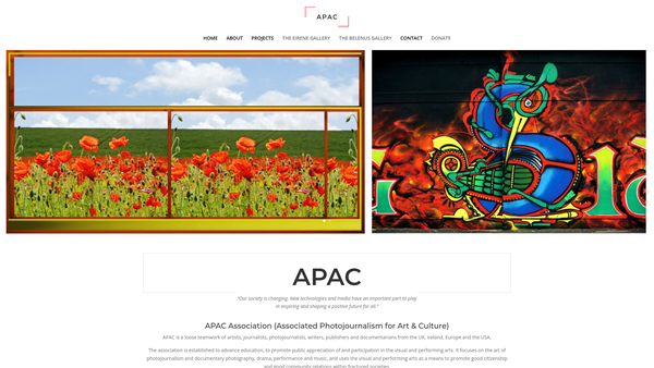 Screenshot of the APAC Associated Photojournalism for Art & Culture website