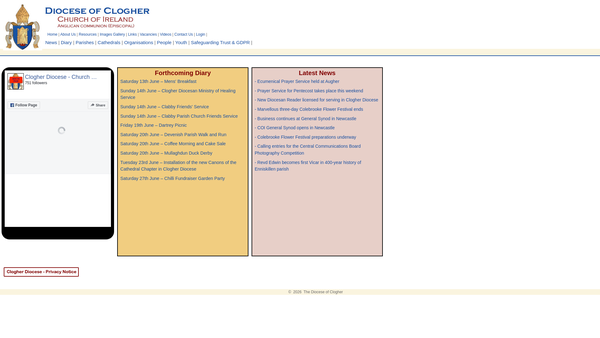 Screenshot of the The Parochial Schools of the Diocese of Clogher website