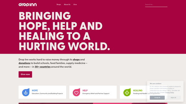 Screenshot of the Drop Inn Ministries Ltd. website