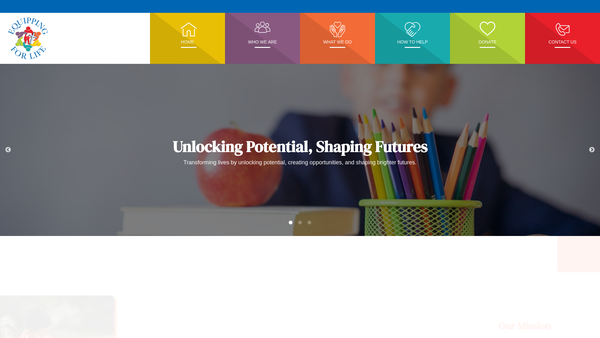 Screenshot of the Equipping for Life Ltd website
