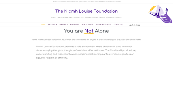 Screenshot of the Niamh Louise Foundation website