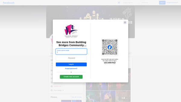Screenshot of the Building Bridges Community Arts Theatre website