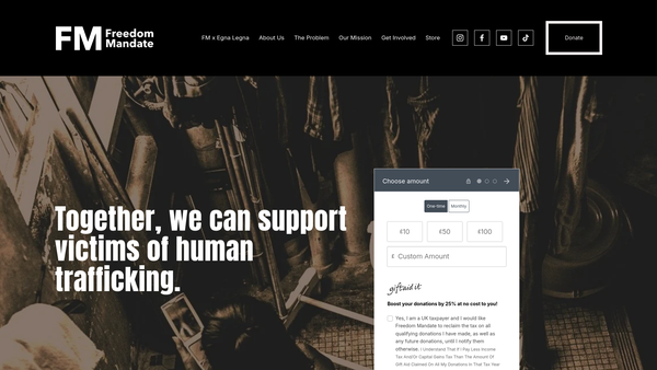 Screenshot of the Freedom Mandate website