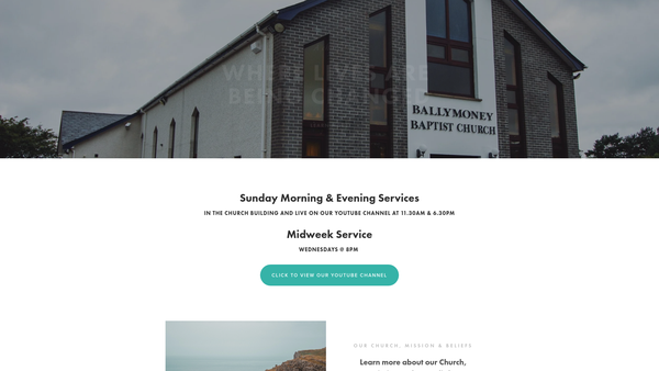 Screenshot of the Ballymoney Baptist Church website